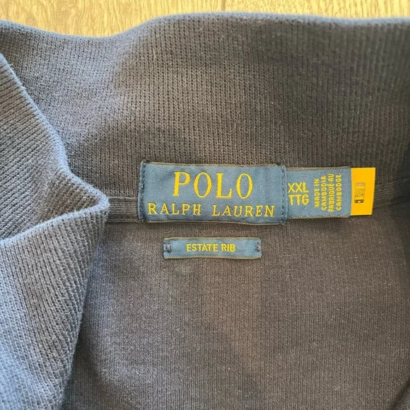 Polo Ralph Lauren Big & Tall Estate Rib Quarter-Zip Pullover Navy Blue XXL - Picture 9 of 13